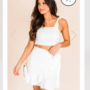 Pink Lily 2-Piece White Set NWOT